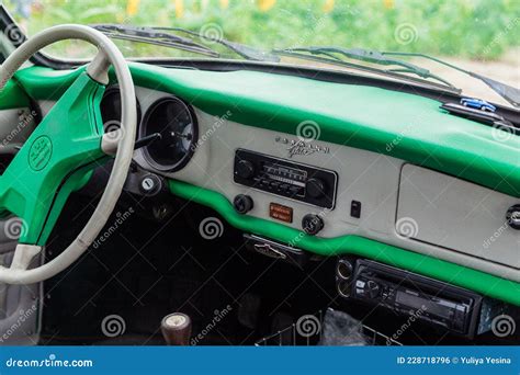Volkswagen Karmann Ghia Vintage Radio On Dashboard With Classic Gauge