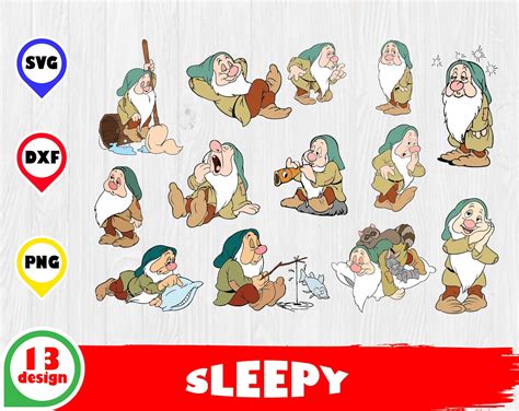 Sleepy Svg Snow White Svg Dwarf Sleepy Svg 01 Svg Dxf Etsy