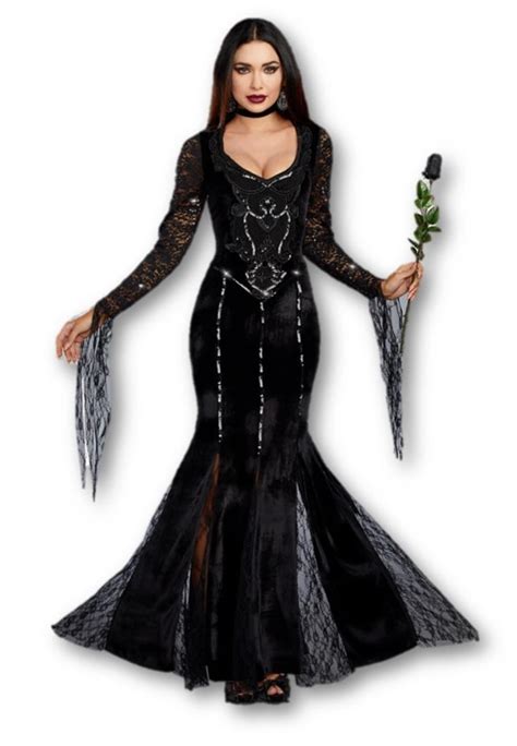 Dreamgirl Frightfully Beautiful Morticia Addams Black Velvet Gown Costume Sm Xl Walmart Canada