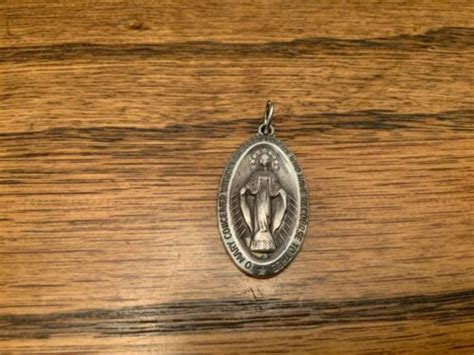 Vtg Sterling 1830 O Mary Conceived Without Sin Pray For Us Medal Pendant Lot720 Ebay