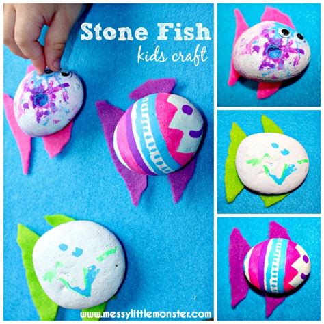 Painted Rock Stone Fish Craft Messy Little Monster