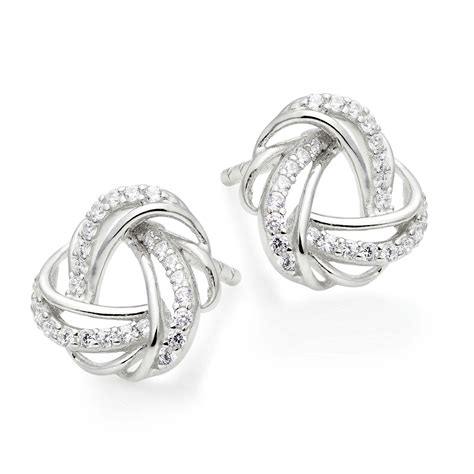 Silver Cubic Zirconia Knot Stud Earrings Beaverbrooks The
