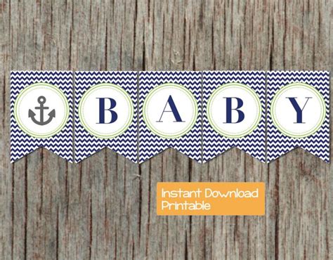 My friend is thrilled with this baby shower banner and i love how easy it was to make and how it coordinates with the colors of the invitation. Nautical Anchor Baby Shower Banner | bumpandbeyonddesigns