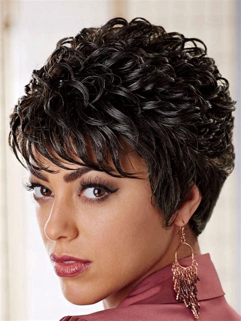 African American Wigs Online African American Wigs Online Layered Cut Curly Style Black Color