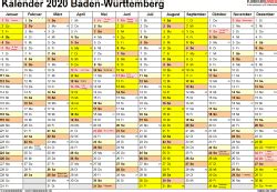 Klicken sie auf den jeweiligen feiertag für weitere informationen. Kalender 2020 Baden-Württemberg: Ferien, Feiertage, PDF ...