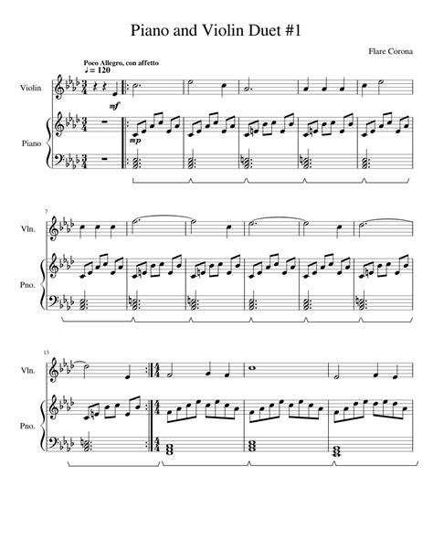 Piano And Violin Duet Sheet Music For Violin Piano Download Free In