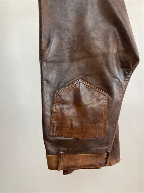 Vintage Leather Trousers In Brown Etsy