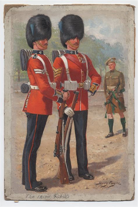 British Irish Guards Corporal Sergeant And Piper 1900 1910 By Harry