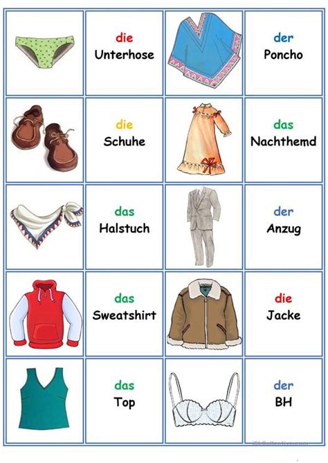 Ich habe hier hochformat und querformat für euch bereitgestellt. Spiele im Deutschunterricht: Memory - Kleidung und Accessoires | Deutsch unterricht, Deutsch ...
