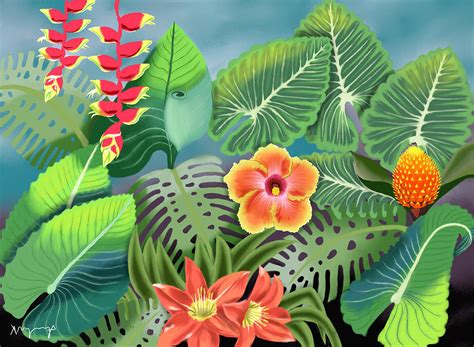 Tropical Plants Painting By Aimee Youngs Pixels