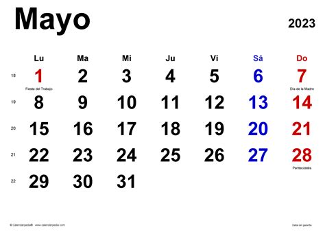 Calendario Mayo 2023 En Word Excel Y Pdf Calendarpedia Home Interior