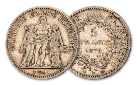 18711878 France 5 Francs Silver Hercules Fvf