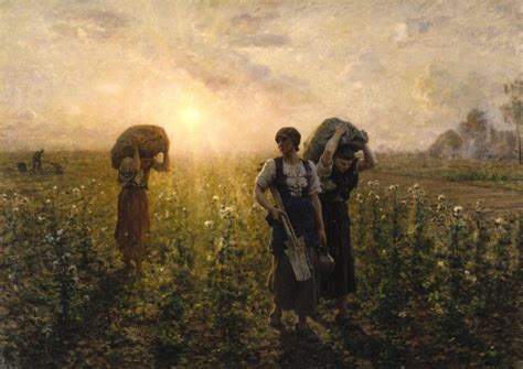 It's also one of the giddiest and most stinging political satires since thomas nast took. Realism - The End of the Working Day by Jules Breton