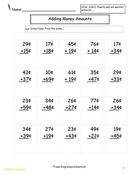 Adding And Subtracting Money Worksheets 3rd Grade Worksheets Free