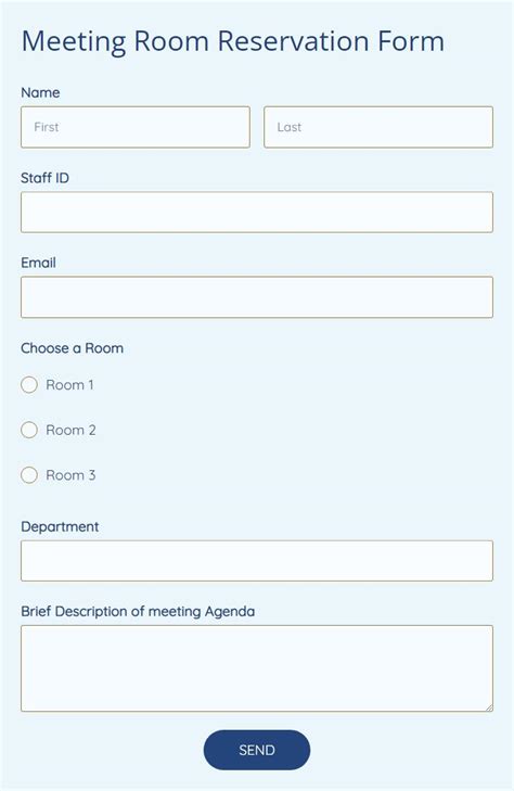 Free Meeting Room Reservation Form Template 123formbuilder