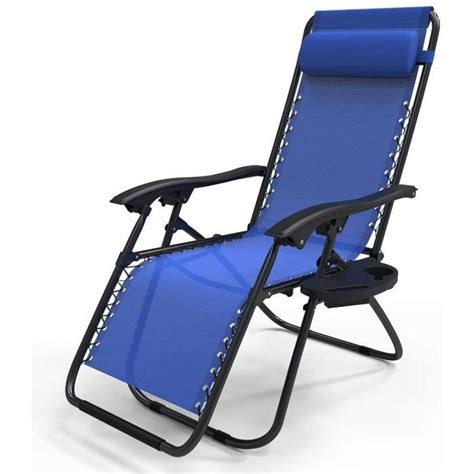 Chaise Longue Inclinable Avec Support De Gobelet Amovible Chaise De Jardin Pliable En Textilène