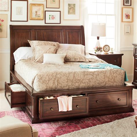 Hanover Queen Storage Bed Cherry Value City Furniture