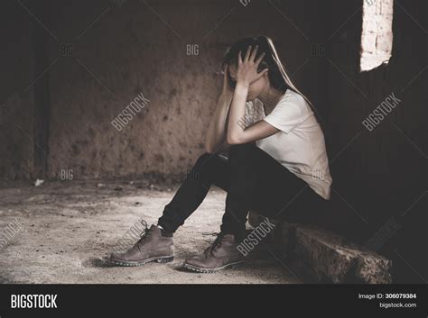 Sad Lonely Girl Crying Image And Photo Free Trial Bigstock