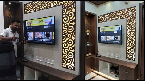 ● brand new mdf tv stand in elegant matt finish ● suits most tvs, such as lcd, flat, 3d, led tvs etc. TV Cabinet Design with MDF Jali for Living Room | CellBell ...