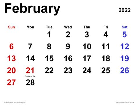 February 2022 Cute Calendar