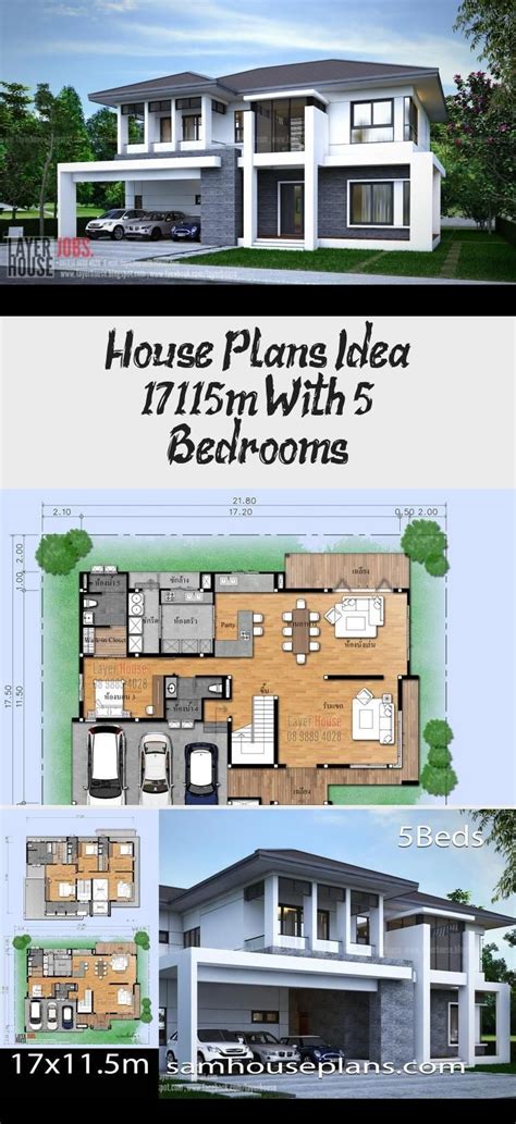 House Plans Idea 17x115m With 5 Bedrooms Sam House Plans