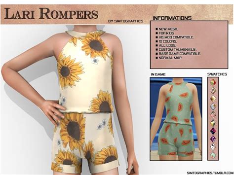 Sims 4 Cc Custom Content Kids Clothing Lari Rompers New Mesh