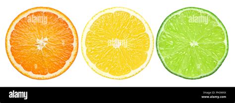Citrus Slice Orange Lemon Lime Isolated On White Background