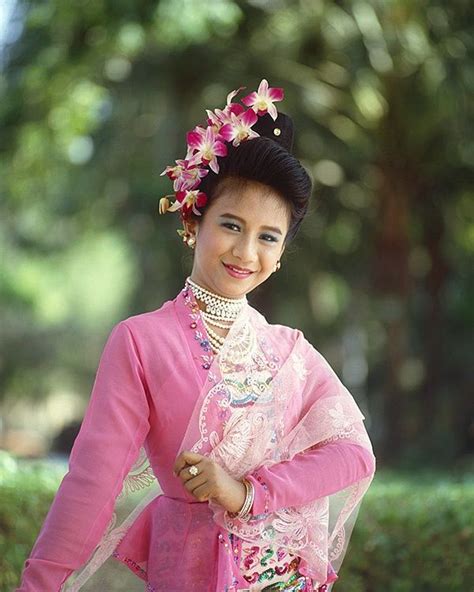 Young Dancer Rangoon Burma Traditional Fashion Native Dress Fashion