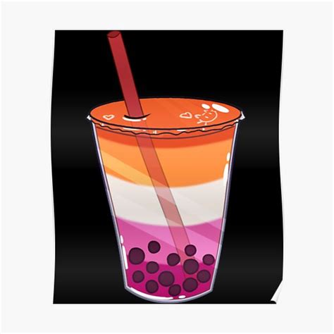 Lesbian Pride Flag Boba Sticker Classic Poster By Hildendhmula Redbubble