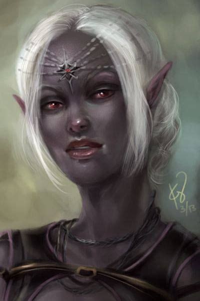 Purple Dark Skin Human Type Alien Character Portraits Elves