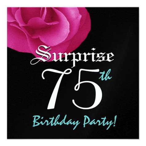 Surprise 75th Birthday Party Bright Pink Rose Zazzle