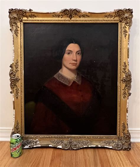 Large Antique 19thc Oil Painting Fine Portrait Of A Lady Nr Antique