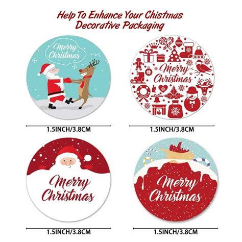 Merry Christmas Decorative Envelope Seals Stickers Labels Roll Bellelily