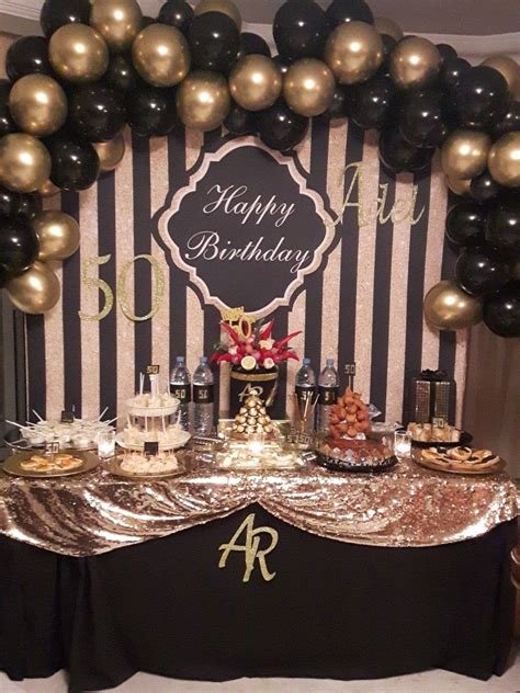Black And Gold Birthday Buffet Gold Birthday Decorations 32 Birthday