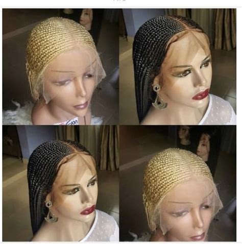 Braided Cornrow Lace Frontal Wig With Center Part Etsy Braids For