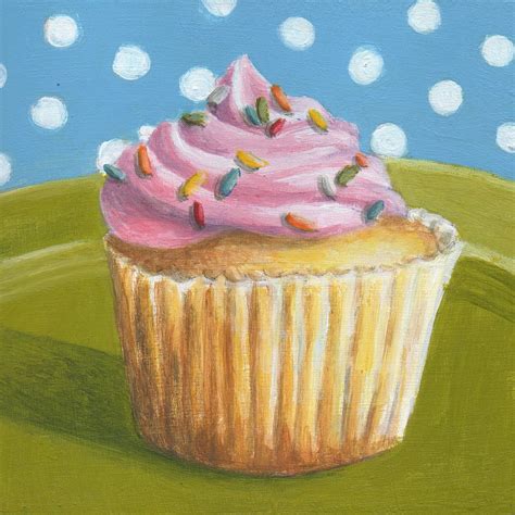 Debbie Shirley Art Cupcake 2 Original Small Acrylic Painting Food