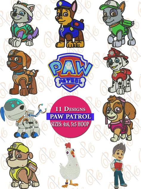 Paw Patrol Machine Embroidery Design Set Of 11 Chase Etsy