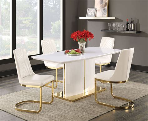 Cornelia High Gloss White Dining Room Set From Coaster Coleman Furniture