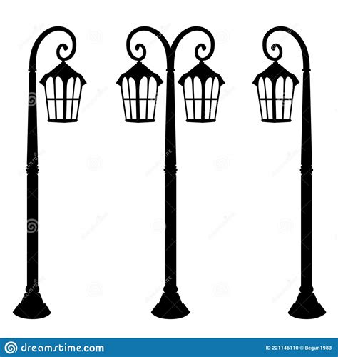 Vintage Street Lamp On A Pole In Vectorstreet Lamp Logo Side View