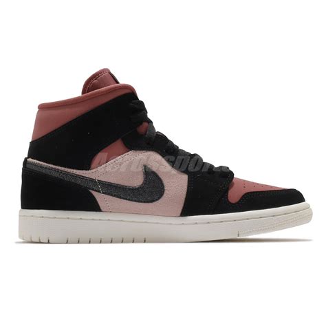 Wäre hier nicht etwas für dich dabei? Nike Wmns Air Jordan 1 Mid Burgundy Dusty Pink Beige Black ...