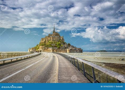 Magnificent Mont Saint Michel Cathedral On The Island Normandy