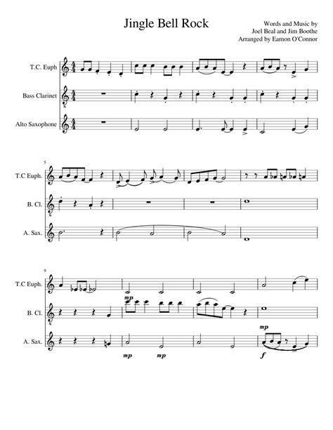 Jingle Bell Rock Sheet Music For Clarinet Bass Saxophone Alto Trumpet