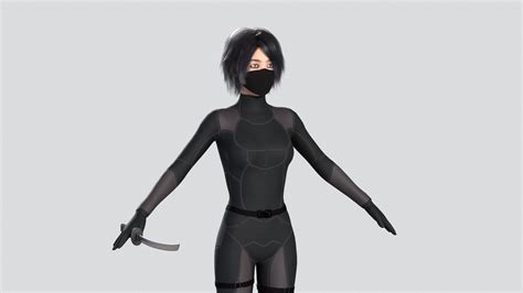 3d Model Ninja Girl Vr Ar Low Poly Rigged Cgtrader