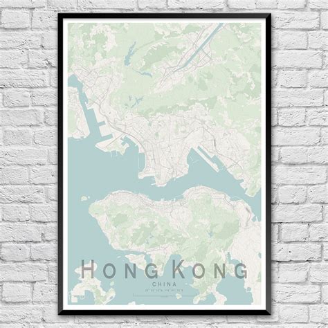 Hong Kong Map Print The Little Printery Detailed Map Art Prints