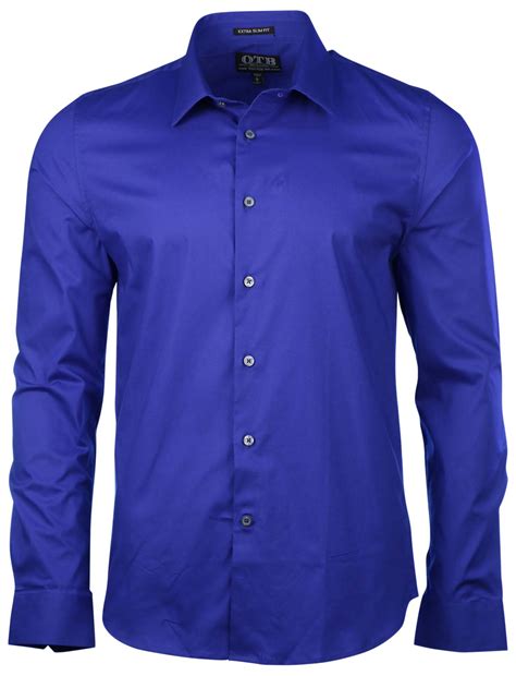 One Tough Brand Men's Extra Slim Fit Button Down Dress Shirt | eBay