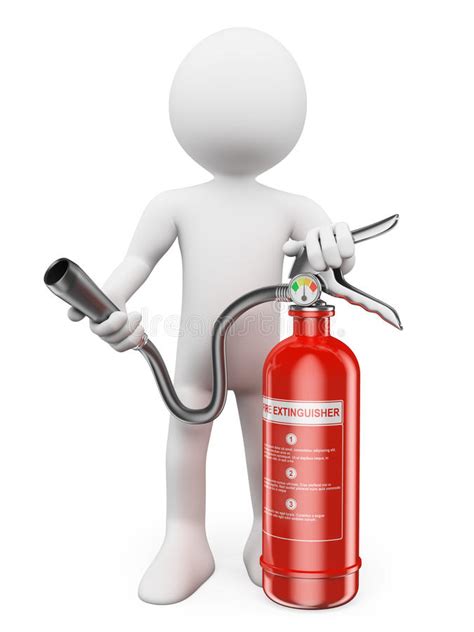 Fire extinguishers save lives everyday. 3D White People. Fire Extinguisher Stock Illustration ...