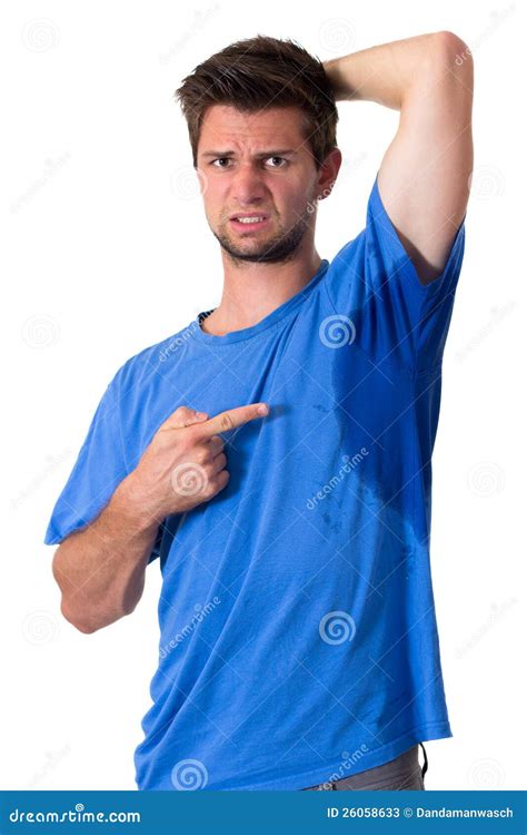 Man Sweating Very Badly Under Armpit Stock Image Image Of Showing