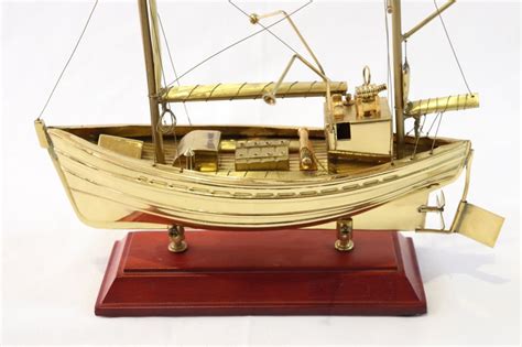 Vintage Handmade Brass Fishing Boat Fishing Boat Model Ship Etsy