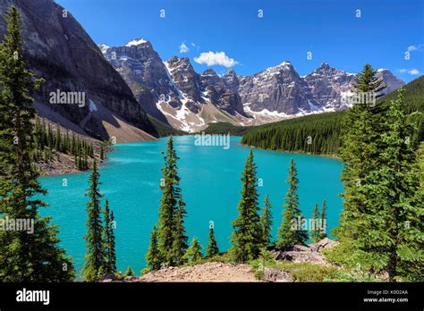 Moraine Lake Famous Place In Canadian Rockies Stock Photo Alamy