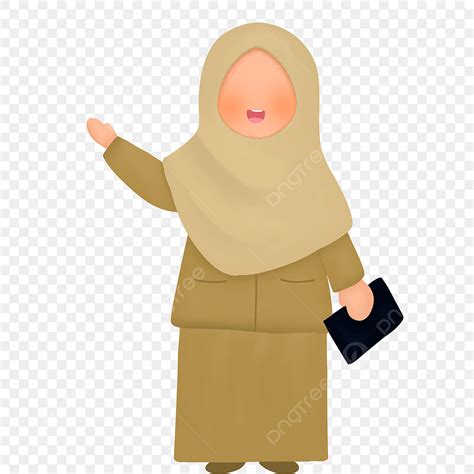 Wearing Hijab PNG Transparent Cartoon Cute Muslim Teacher Wearing